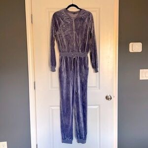 Velour Jumpsuit, Blue/Lilac, Size M,